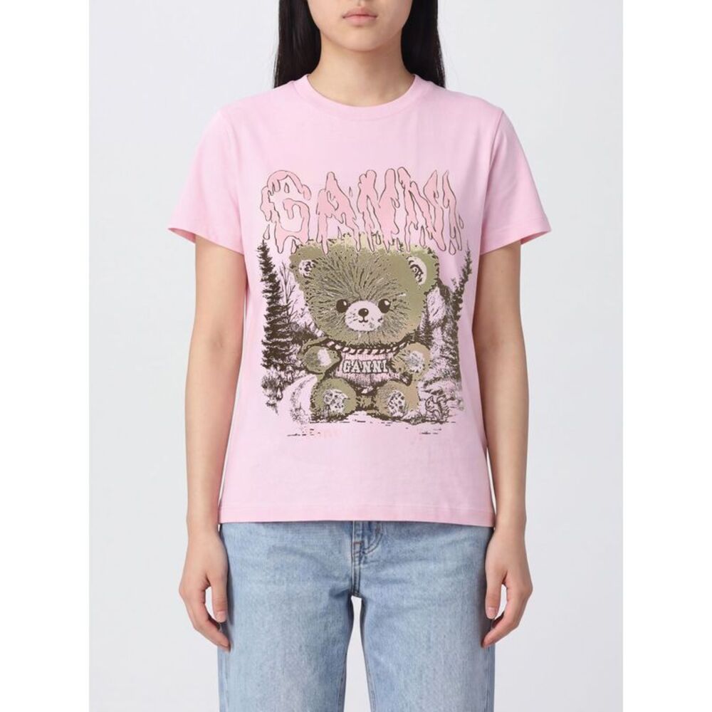Ganni Women Short-Sleeved T-Shirt Ganni In Organic Cotton With Teddy Bear Print